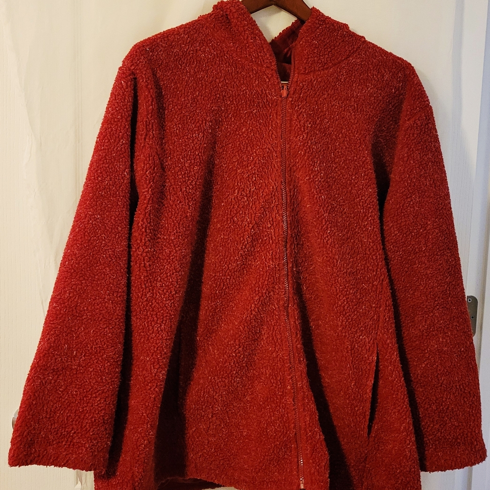 Plus Size Red Shepra Coat With Gray - Picture 1 of 4